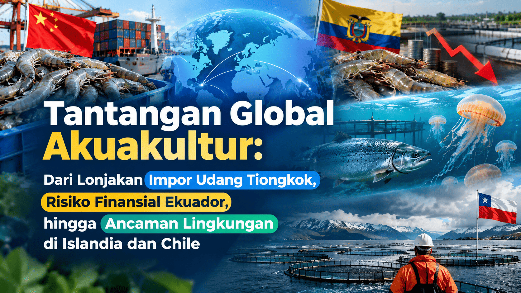 Tantangan Global Akuakultur: Dari Lonjakan Impor Udang Tiongkok, Risiko Finansial Ekuador, hingga Ancaman Lingkungan di Islandia dan Chile